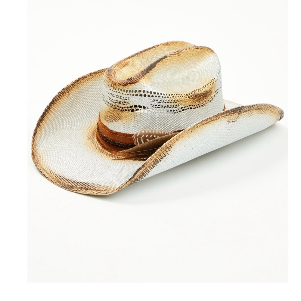 Shyanne Straw Cowboy Hat with Brown Accents and Feather
